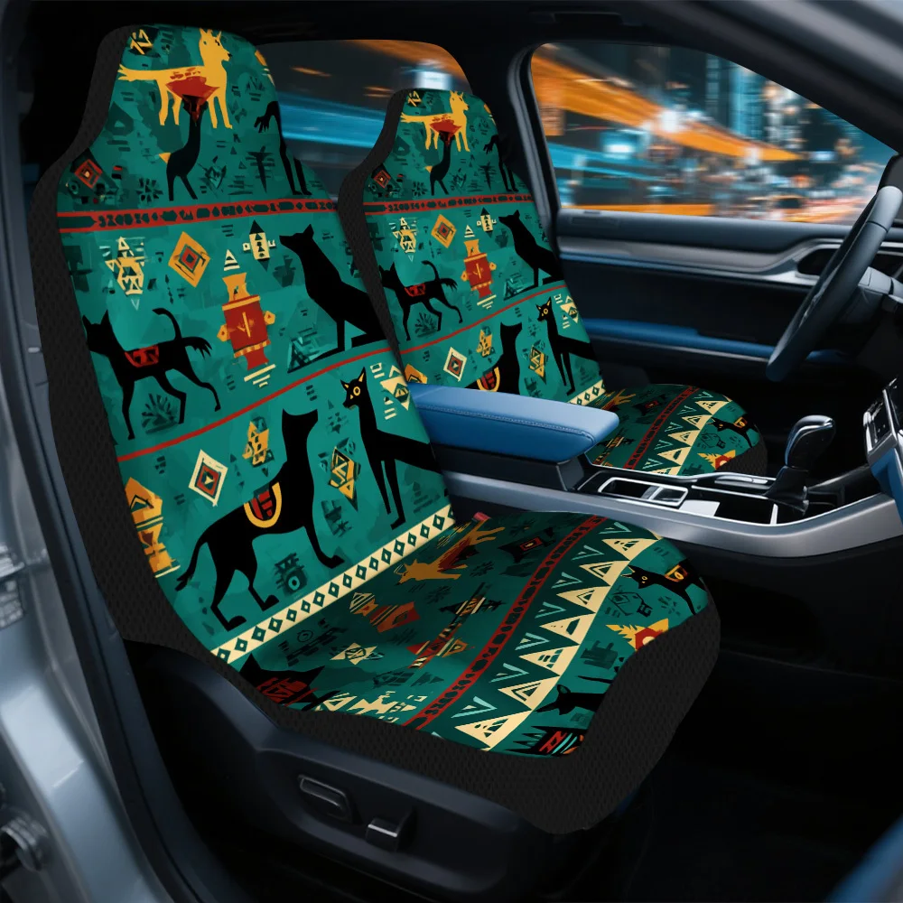 Set Of 2 Tribal Geometric Animal Dance Design Car Seat Covers – Ideal For Cars, Trucks, Vans, And Suvs | Sturdy Polyester Front