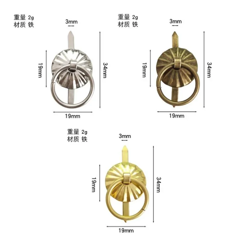 2 قطعة مشابك براد المعدنية حلقات سحب مشابك ورق براد صغيرة مقبض درج عتيق حلقة إكسسوارات تزيين يدوية ذاتية الصنع #6