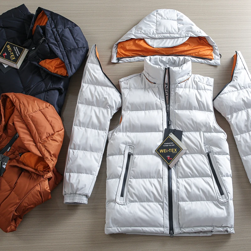 

Offline 3000! 90 Du Down! One Coat Two Wear! Autumn Winter Men's Waterproof Hooded Removable down Jaet Faion Urban Sle