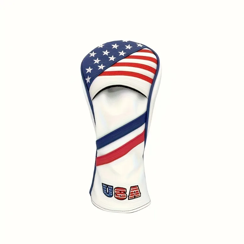 غطاء نادي الجولف بتصميم العلم الأمريكي الوطني، ونمط مخطط، وإكسسوارات الجولف، مما يوفر أفضل الحماية #2