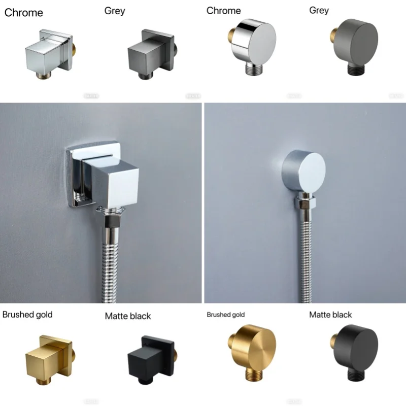 Brass Hidden G1/2 Shower Head Connector Wall Water Supply Elbow Outlet for Shower Connector Accessories Gold Black Chrome Gray