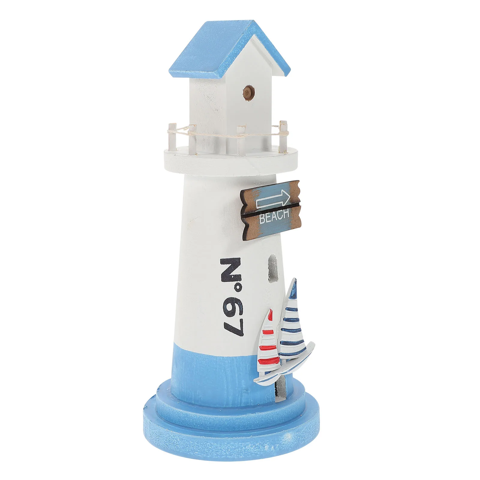 

Wooden Small Lighthouse Ornament Mediterranean Style Nautical Decor for Home Office Room Decoration Lighthouse Decor