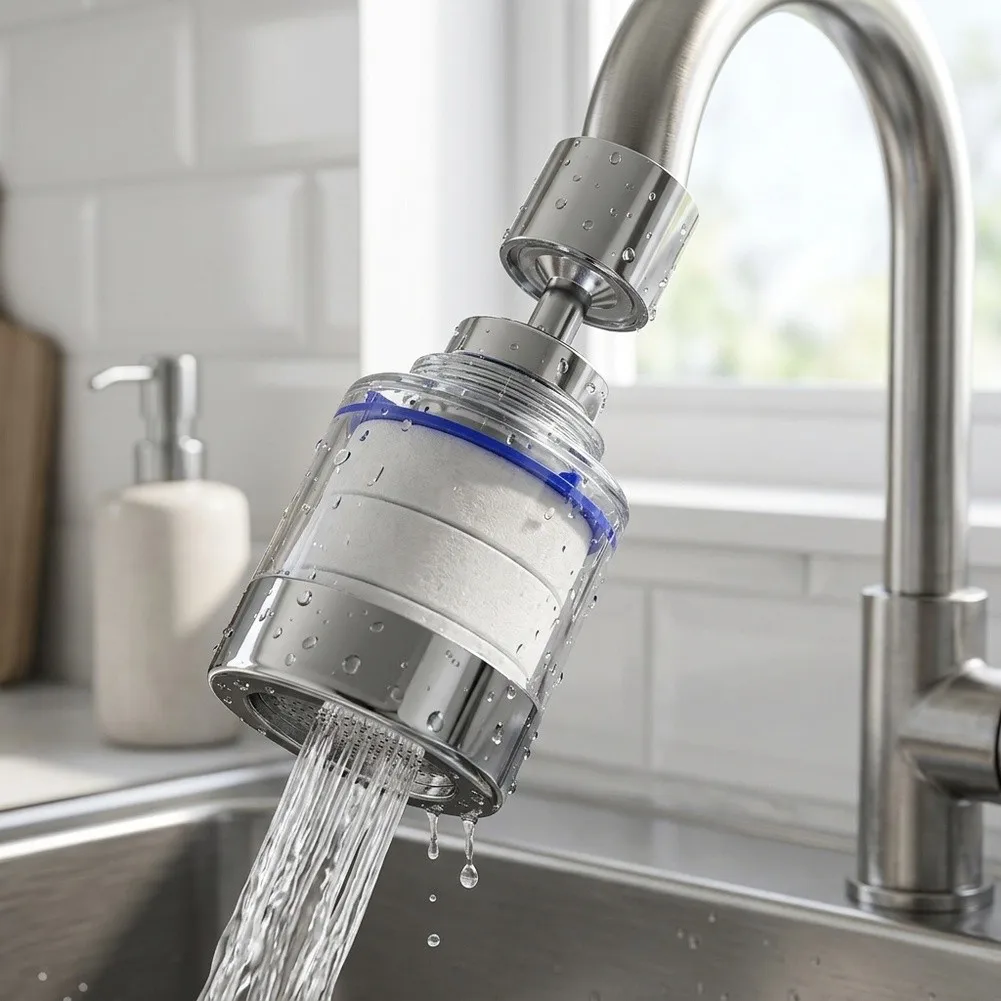 Rotating Faucet Water Filter Cartridge Compatible with Standard Kitchen Faucets Removes 99.9 Percent of Calcium and Heavy Metals