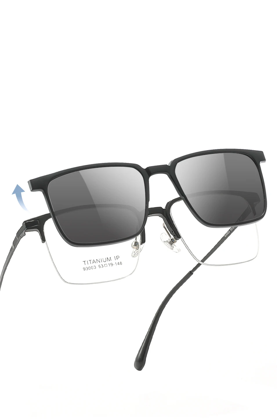 3-in-1-Brillengestell aus reinem Titan für Herren mit polarisiertem Clip auf Sonnenbrillen und Nachtsicht für Damen – Detail 3