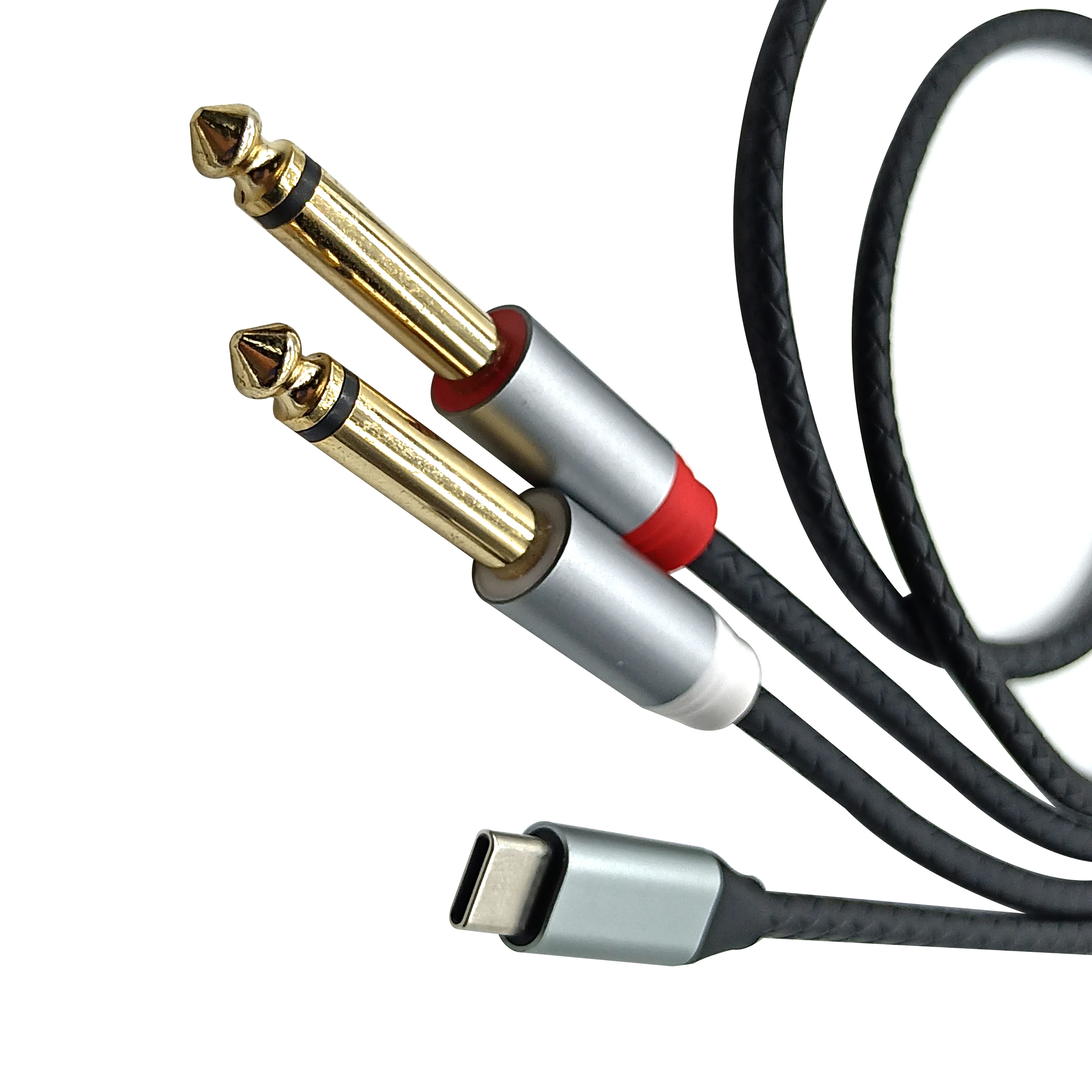 USB C to Dual 6.35mm Mono Splitter Y Cable