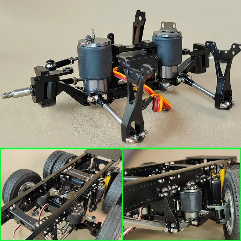 Środkowa oś kierownicy zawieszenie poduszki powietrznej elektroniczne łączniki dla 1/14 Tamiya Rc ciężarówka z przyczepą wywrotka Scania 770s Man