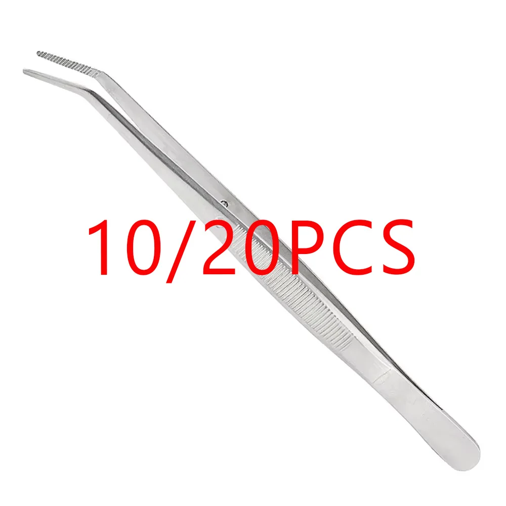 Professional Multipurpose Tweezers Stainless Steel Non Slip Filling Clip 10 or 20 Pieces for Dental Medical Surgery and Nail Art