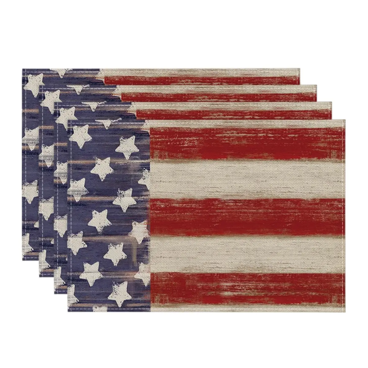 

American Star and Stripes 4th of July Placemats,12x18 Inch Patriotic Memorial Day Table Mats for Party Kitchen Dining Decoration