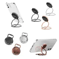 Metal Foldable Phone Holder 360 Degree Rotation Stand Double Finger Ring Round Cellphone Universal Portable Metal Kickstand