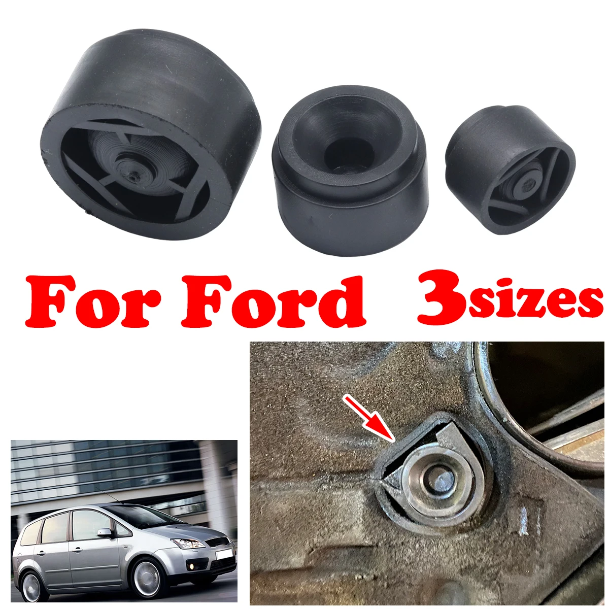 

3Size Car Engine Cover Rubber Mounting For Ford Mondeo Mk4 B-Max EcoSport Fiesta Clip Push-on Connector Grommet Bushing Absorber