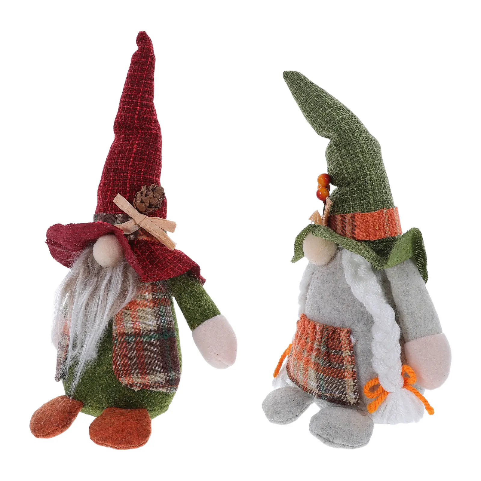 2pcs Christmas Gnome Miniatures Plush Swedish Tomte With Long Bear  Faceless Scandinavian Elf Figurines Xmas Table Centerpiece