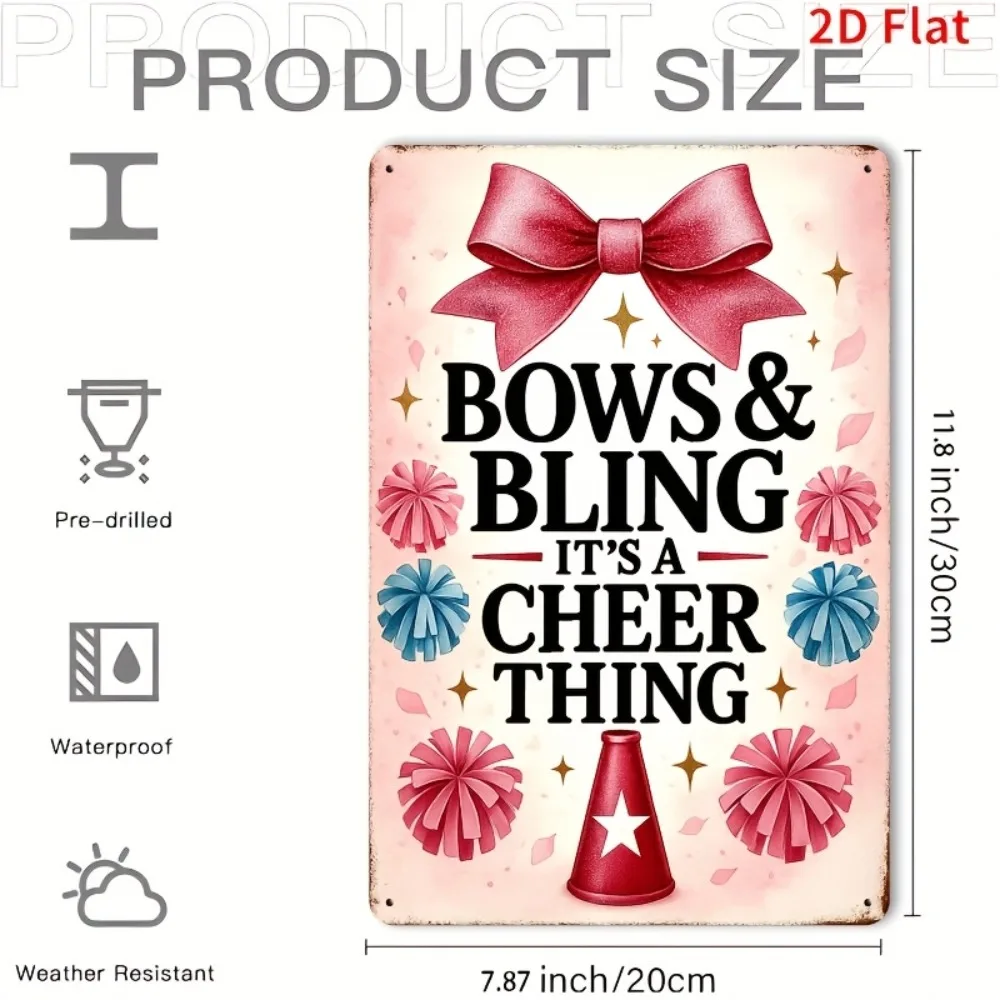 CIFBUY Vintage Cheerleader Bows Stars Aluminum Wall Art Waterproof Durable Metal Sign For Cottage Cafe Bar Room Decor Gift