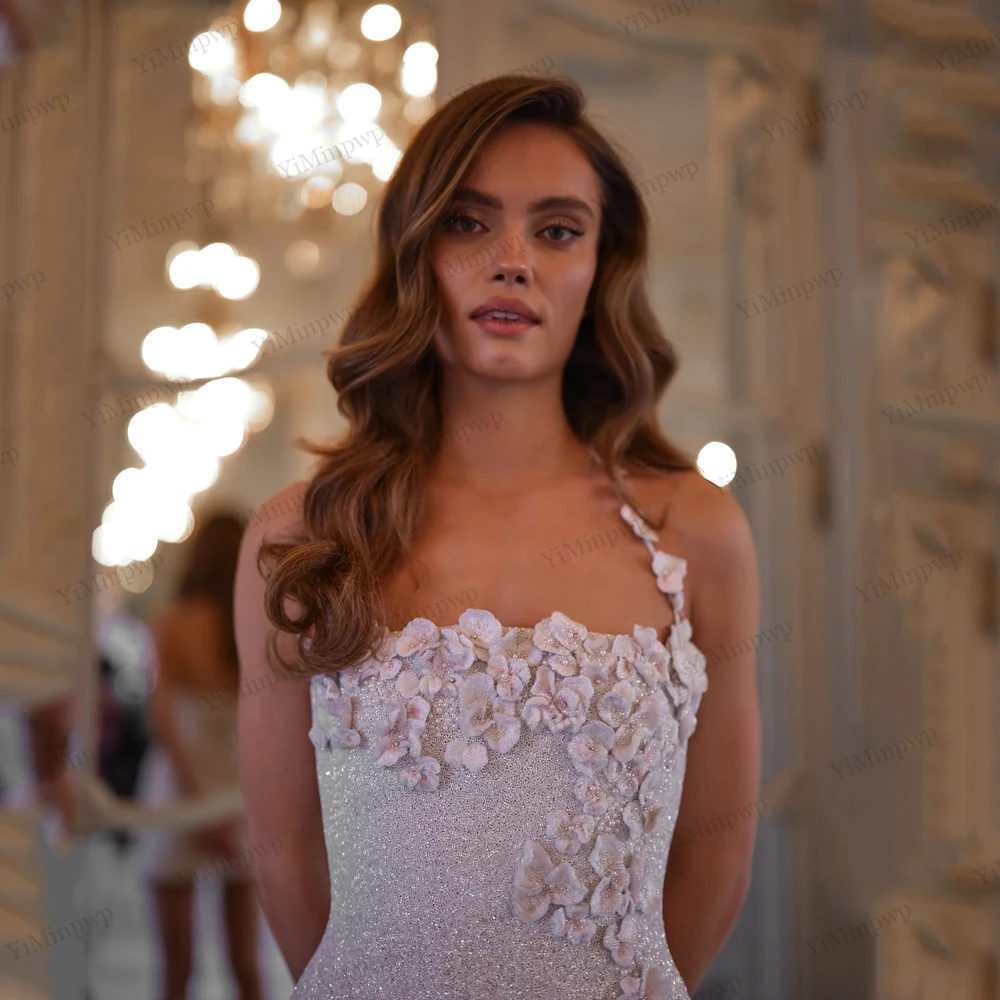 Robes de mariée brillantes, col licou, dos nu, robes de soirée de luxe, mini-robe de fiançailles fleurie au-dessus du genou, personnalisée 2026