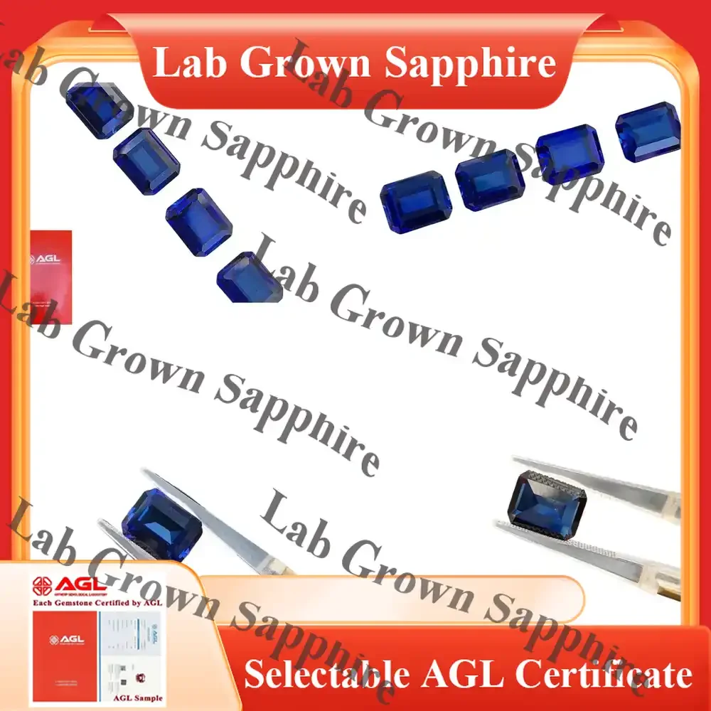 

Lab Grown Sapphire for Emerald Cut Jewelry Making Royal Blue Synthetic Sapphire for DIY Craft Lab Created Sapphire for Ring