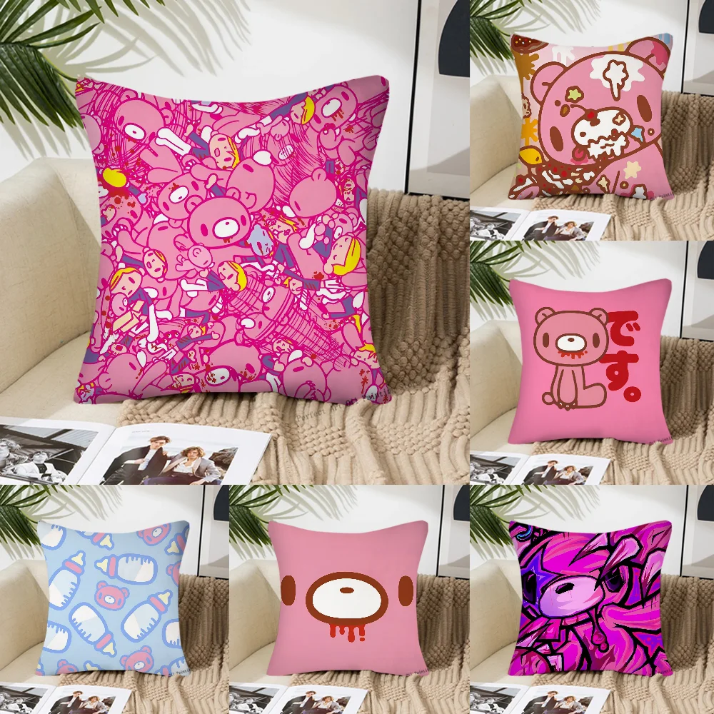 Cartoon Gloomy Bear Pillow Case Fashion Square Pillowcase Bedroom Sofa Room Ins Decoration Leisure Cushion Cover 40x40