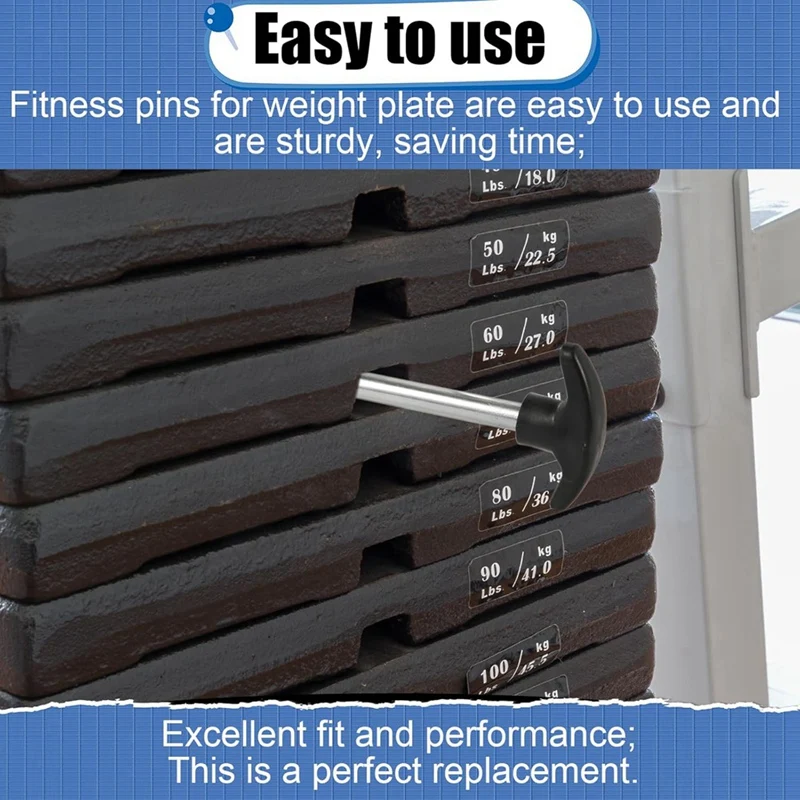 2Pcs Weight Stack Pin, Tensile 3/8 Inch Diameter Locking Space Weight Lifting Machine Pins Weight Stack Replacement Pin