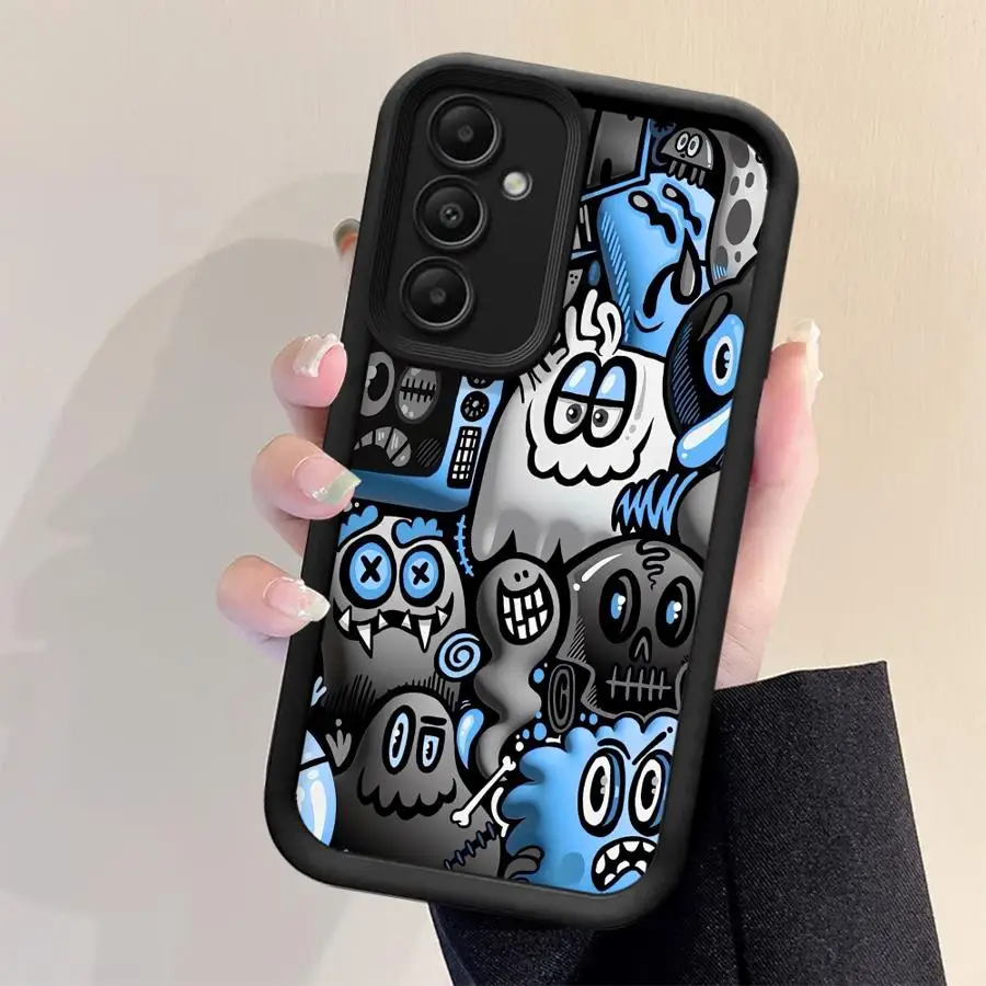 Phone Case for Samsung Galaxy A16 A34 A12 A14 A32 A23 A26 A56 A15 A51 A73 A53 A54 Soft Cover Shell Super Cool Black Graffiti - náhled 4