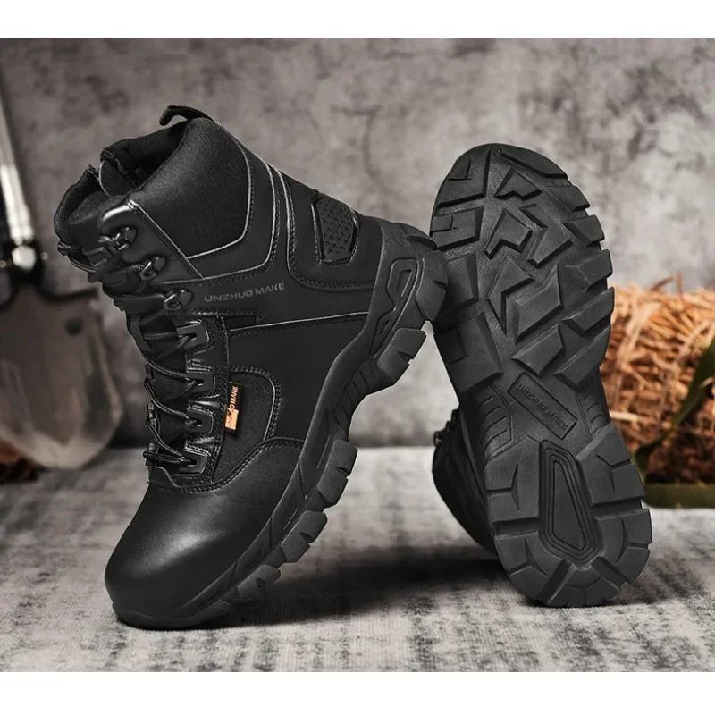Outdoor Boots Men Combat Ankle Boots Waterproof Outdoor Hiking Shoes Desert Tactical Mens Boots Wear-resisting Training Boots