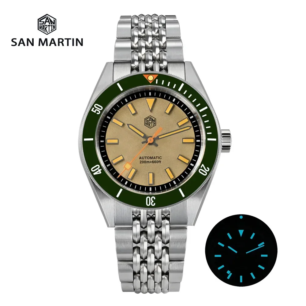 

San Martin 39.5mm Diver Watch Men Fashion Luxury NH35 Movement Automatic Mechanical Watch Sapphire 200m Waterproof SN0115 Reloj