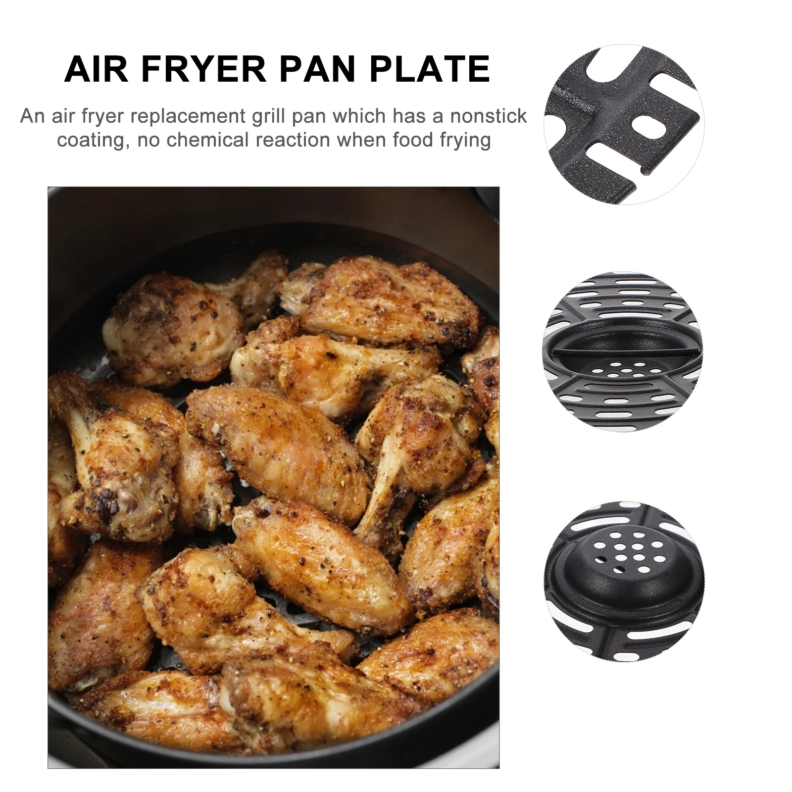 

Fryer Air Pan Nonstick Frying Tray Replacement Baking for Drip Black Grill Plate