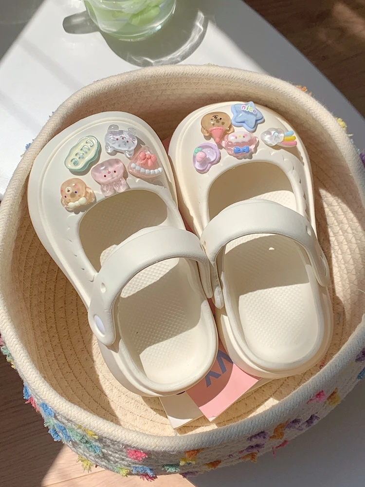 Women Sandals Summer Garden Sandals Shoes Cute Cartoon Children\'s Mary Jane Hole Shoes Thick Soles Parent-child Outer Wear