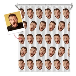 Custom Faces Shower Curtain Bathroom Waterproof Curtains Customized Photo Polyester Bath Decor with 12 Hooks POD Dropshipping