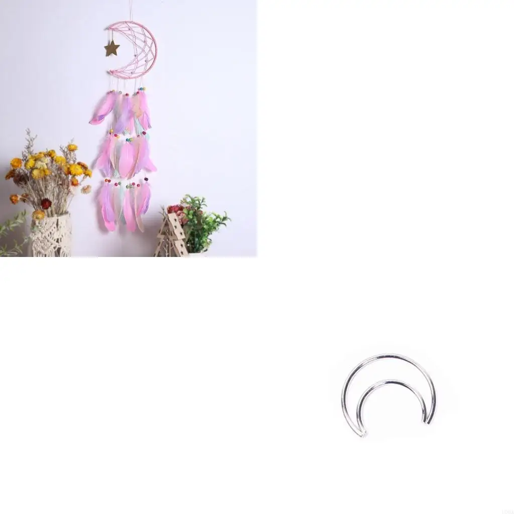 Moon Dream Catcher Plating Silver Christmas Front Door Garland Decor Attachment for Hand Made Wall Art Hanging Floral