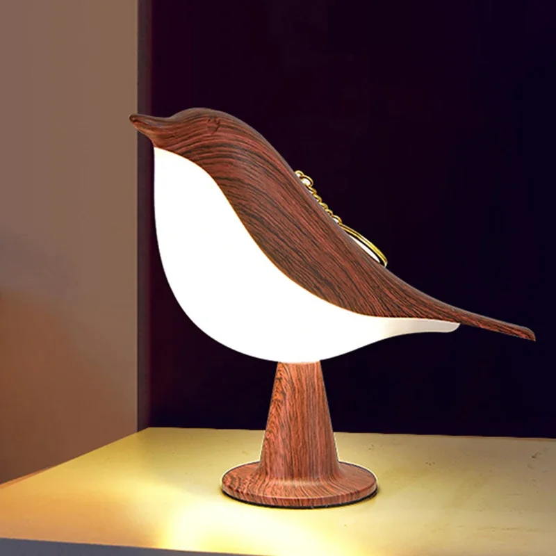 Creative Magpie Aroma Lamp Car Decorative Lamp Bedroom Bedside Bird Night Light Three-color Touch Charging Atmosphere Table Lamp