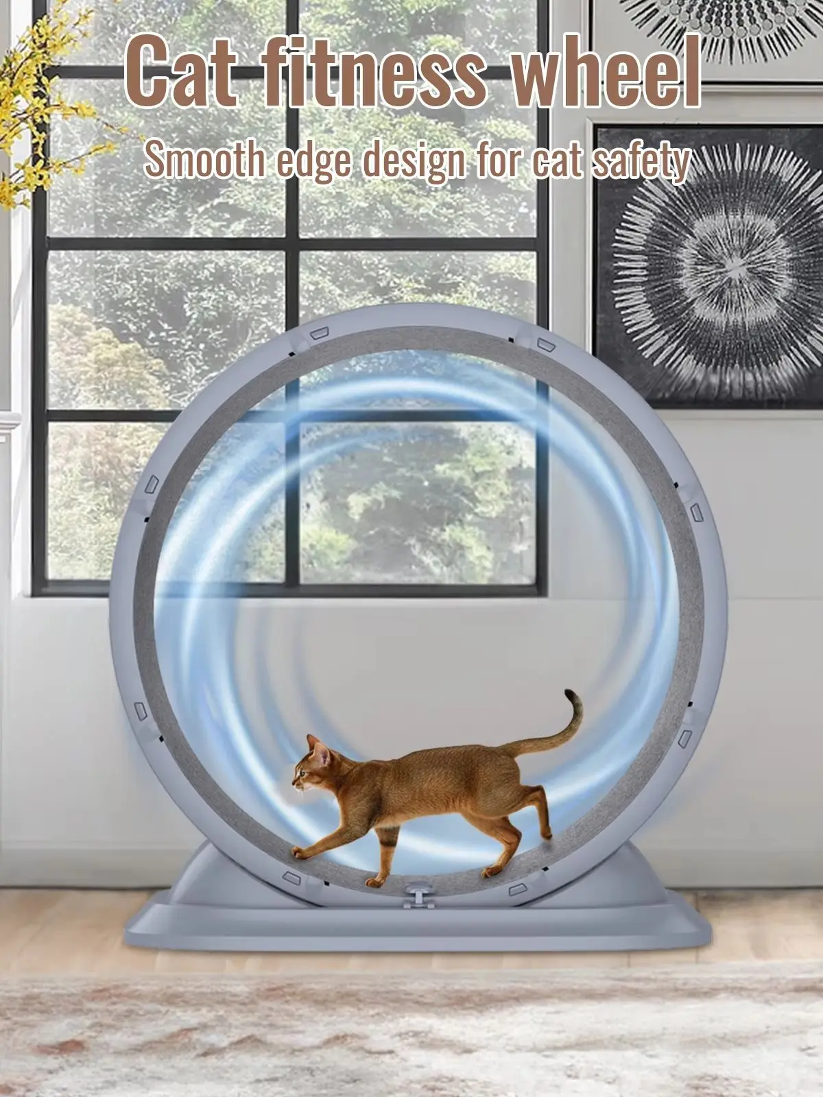Katzen-Laufbandrad, Katzen-Fitnessgerät, Katzen-Trainingsrad, Indoor-Übungsgerät, lustiges Indoor-Katzenspielzeug, Katzen-Trainingsrad mit geräuscharmem Bodenwellenmotor, Katzen-Klettergerüst,
