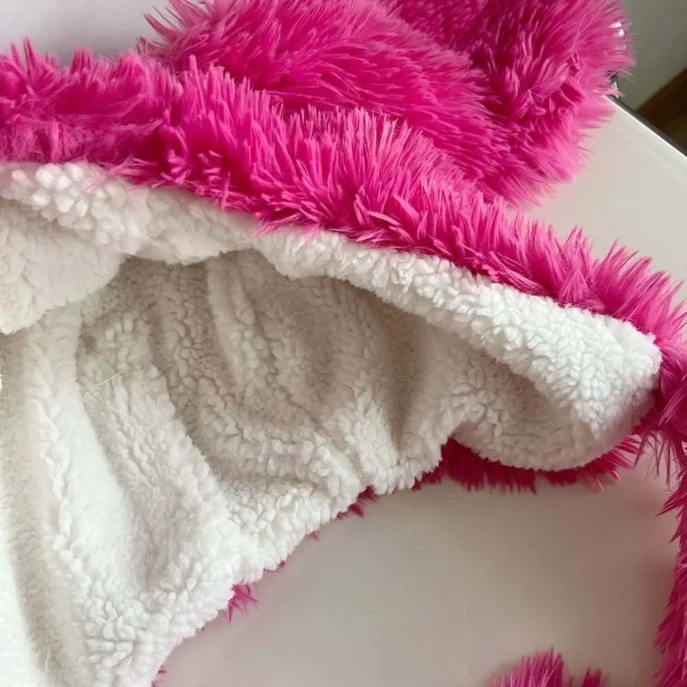 Soft Winter Long Hair Puppy Hat Lace up Ear Protection Beanie Thickened Winter Hat Cartoon Hat Student