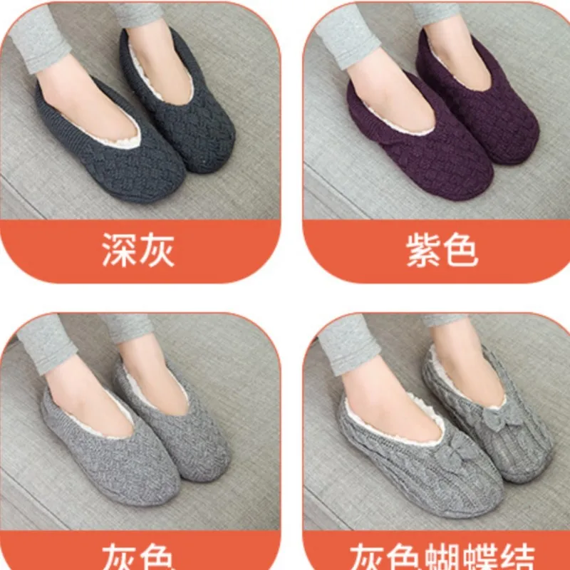 Pantofola con calzino antiscivolo Pantofola da pavimento in pile di lana per interni Donna Mantieni caldo l'inverno antiscivolo Scarpe da casa addensate per adulti 2W107