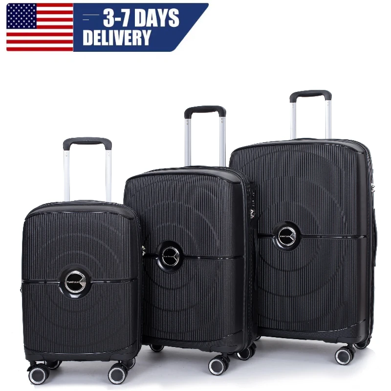 

Travelhouse Expandable Hardshell Suitcase Double Spinner Wheels PP Luggage Sets Suitcase with TSA Lock,3-Piece Set (20/24/28）