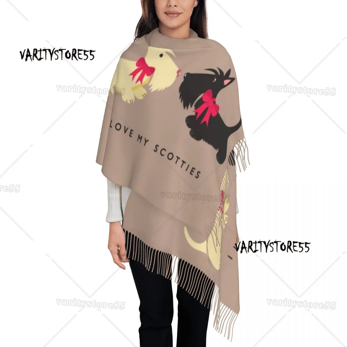 

Custom Print I Love My Scotties Scarf Women Men Winter Fall Warm Scarves Scottish Terrier Dog Shawls Wraps