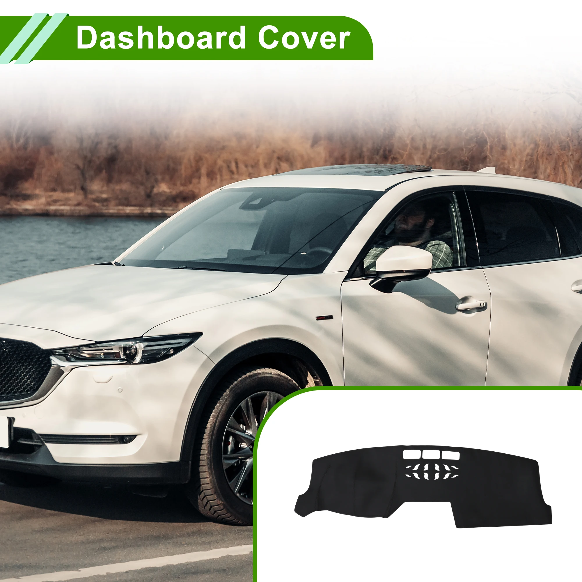 

UXCELL Dashboard Cover for Mazda CX-5 2022-2024 without Hud Faux Leather Black 1 Pcs