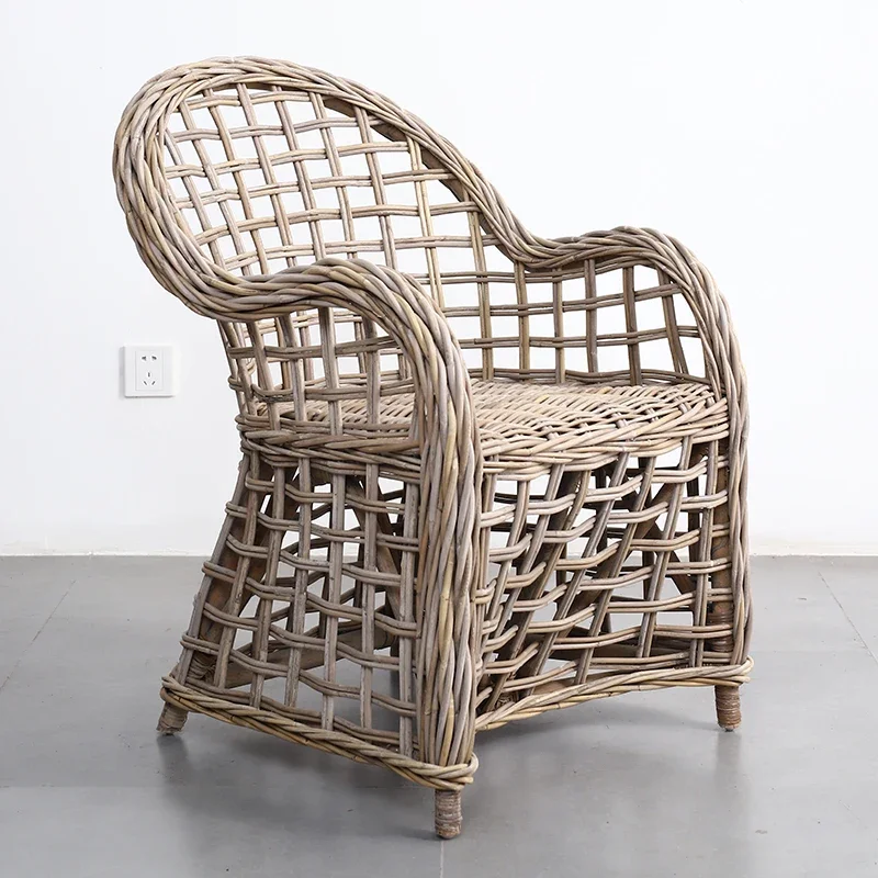 Imported rattan single person sofa chairs, leisure rattan chairs, balcony, modern and simple chairs.