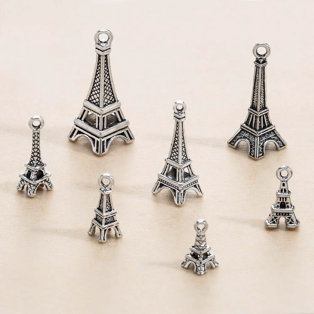 

DIY accessories of various sizes of Eiffel Tower alloy pendants in retro style, fashionable clothing accessories