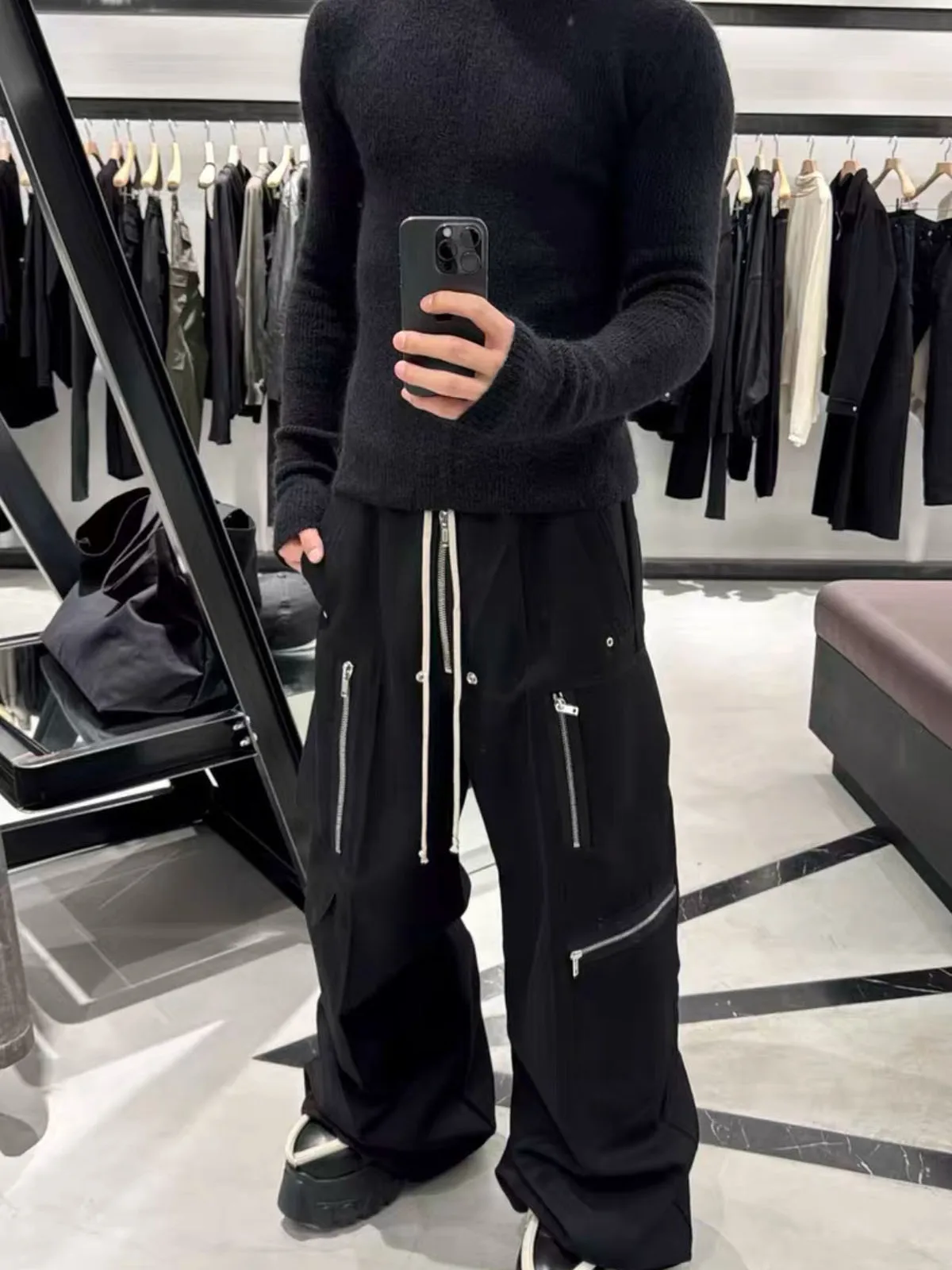 

American High Street Sle Work Pants Men Women Straight Leg Wide Leg Zipper ket Pants Casual Loose Fit Cotton Polyester