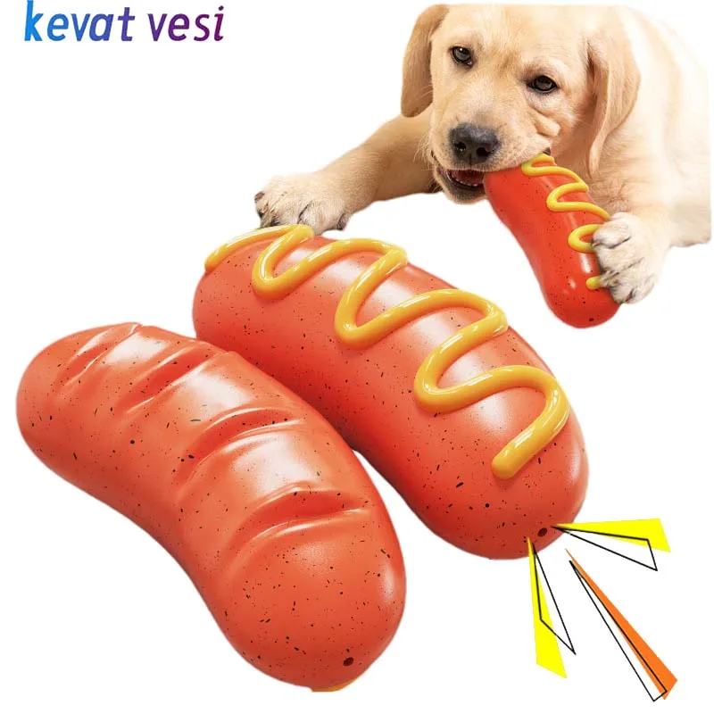 

Dog Squeaky Toys TPR Bite-resistant Dog Chew Toy Elastic Sausage Shaped Dog Teeth Cleaning Training Interactive Toy Pet Supplies