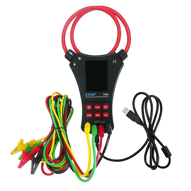 ETCR7350 AC 0.0A ~ 6000A Large Coil Flexible Clamp Power Meter Three Phase Sequence Voltage Leakage Current Frequency Tester