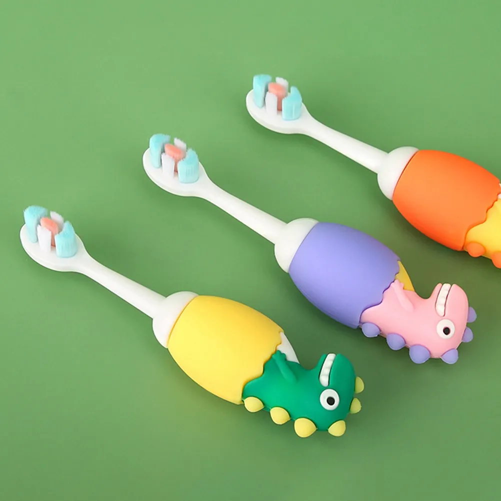 

Kids Silicone Toothbrush Cartoon Dinosaur Design Oral Hygiene Tool for Baby Toddler Tongue Teeth Stain Removal Lightweight
