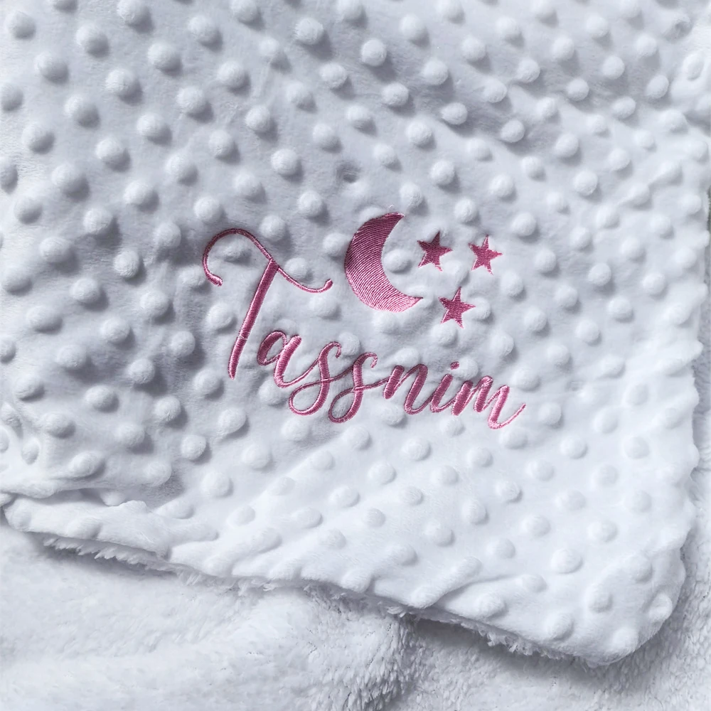 

Moon and Star Baby Soft Blanket Personalized Name Newborn Birth Gift Baby Shower Blankets Embroidered Name Kids Nap Blanket