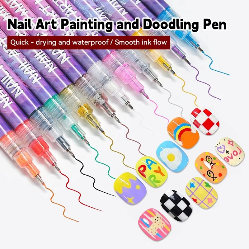 12 Teile/satz Nagel Acryl Stift Wasserdicht und Schnell Trocknend Künstlerische Graffiti DIY Schönheit Nagel Werkzeuge Nail art Graffiti Stift