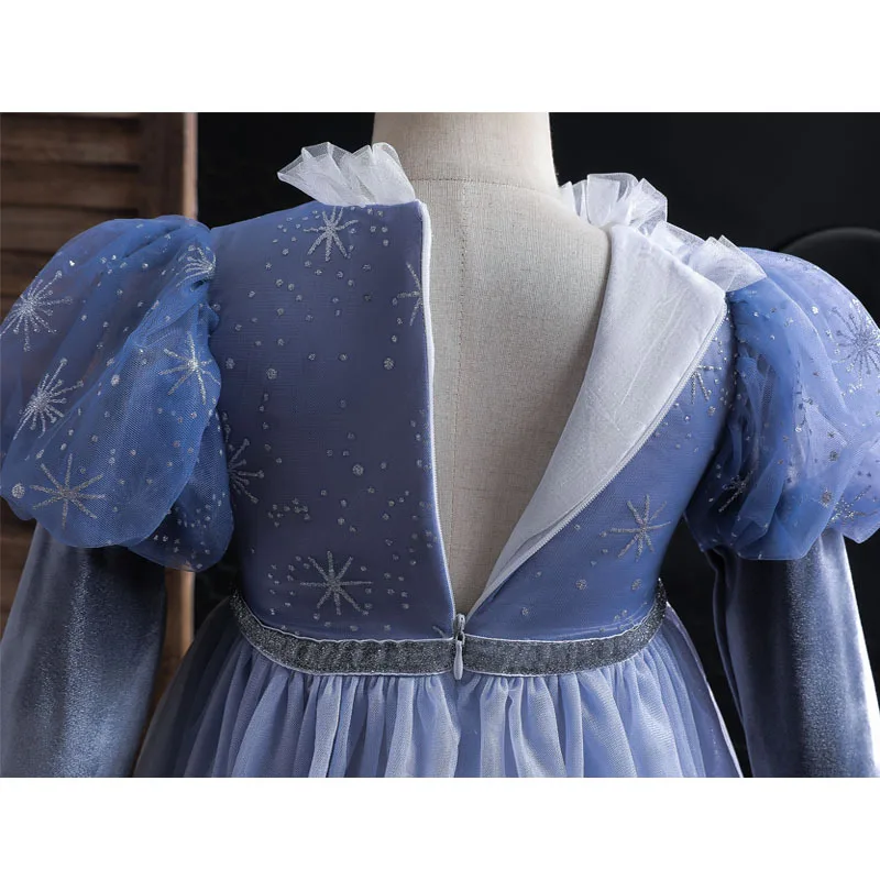 Girl Frozen Dress for Birthday New Autumn And Winter Elegant Princess Child Elsa Velvet Dress for Girls 3 4 5 7 8 9 10 Years Old