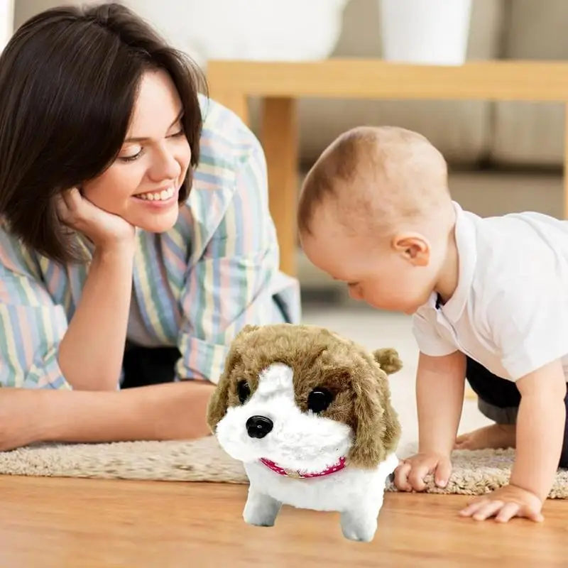 Eletrônico Andando Barking Robotic Puppy Pet Dog Plush Toy Bateria Controle Simulação Dog Interactive Toy Presente De Aniversário Para Crianças