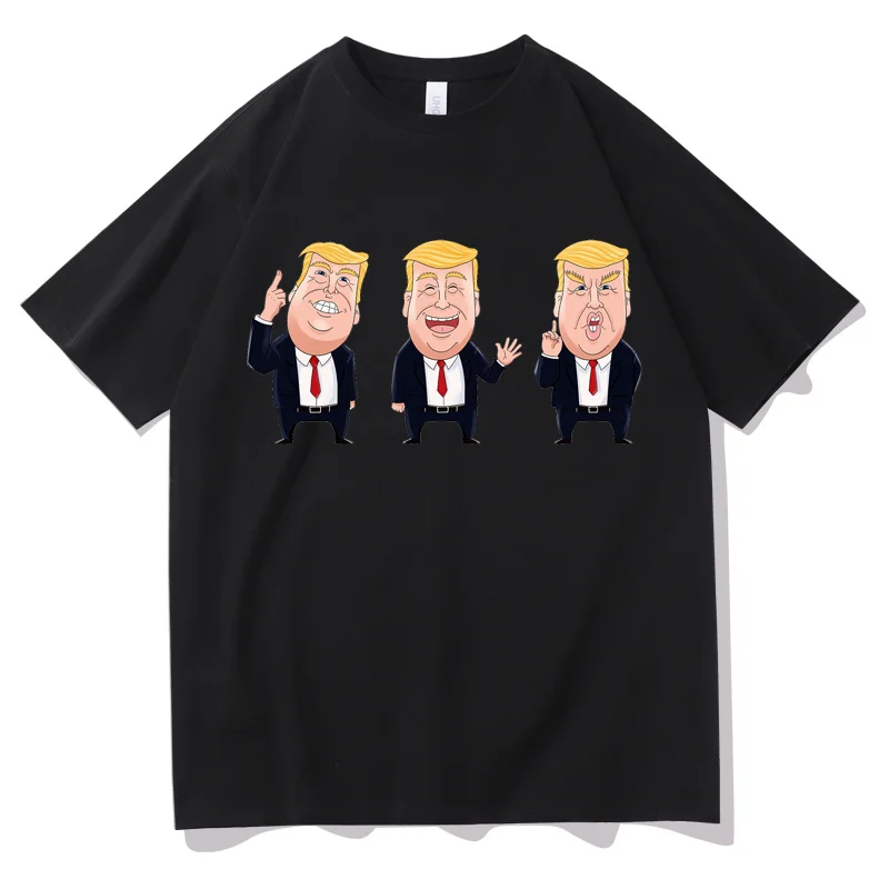 

Trump cartoon image print T-Shirt 2024 Classic High Quality Trend Men's Cotton T-Shirt