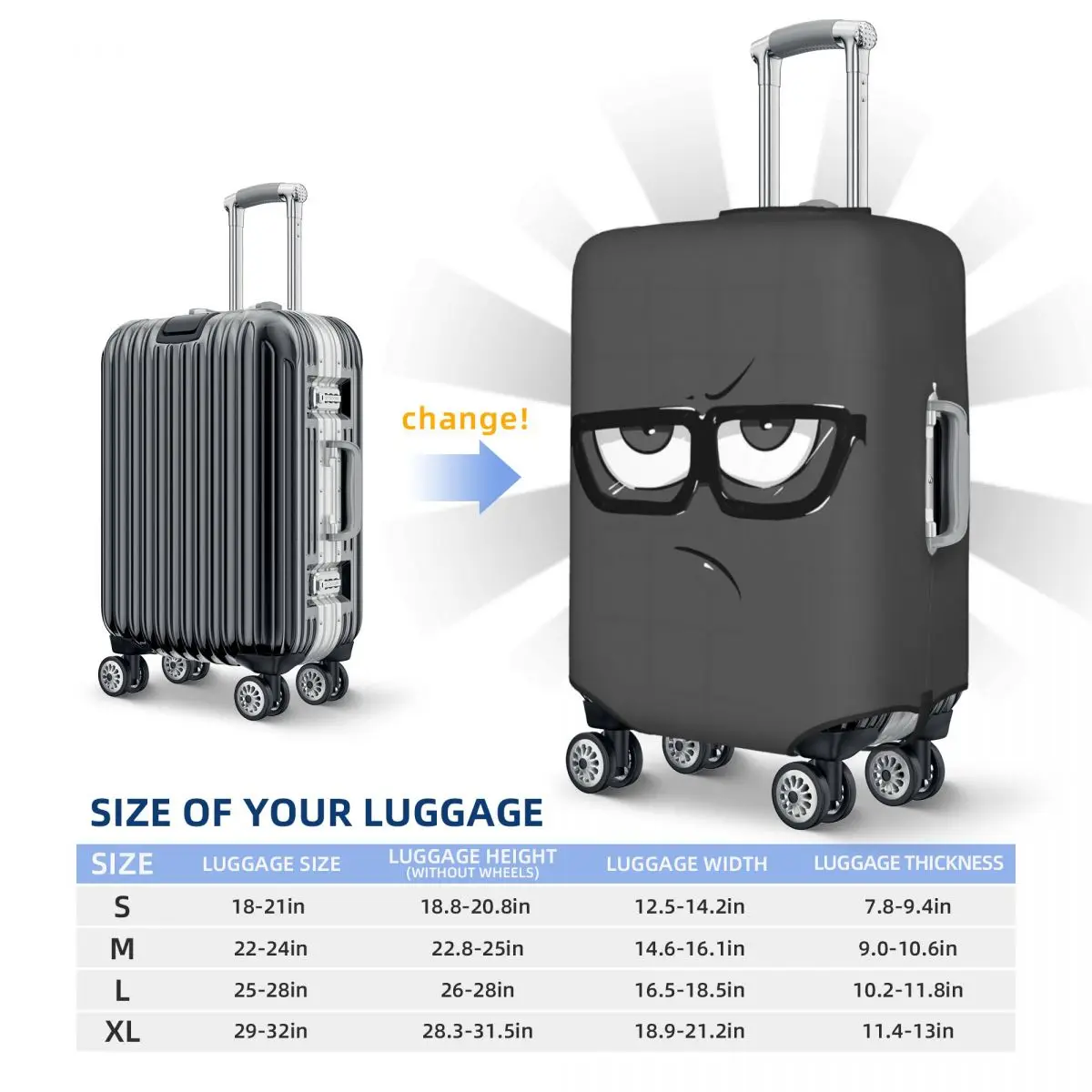 Funny 3D Face Suitcase Cover Cartoon Strectch Cruise Trip Protection Luggage Accesories Vacation