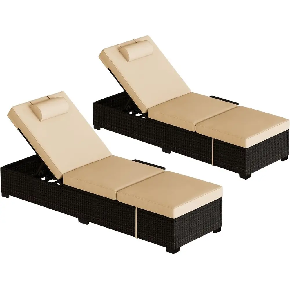 

Outdoor Patio Rattan Chaise Lounge,Reclining Adjustable Pool Chaise Lounge Chair with Cushion,PE Wicker, Steel e, Suthing Chair