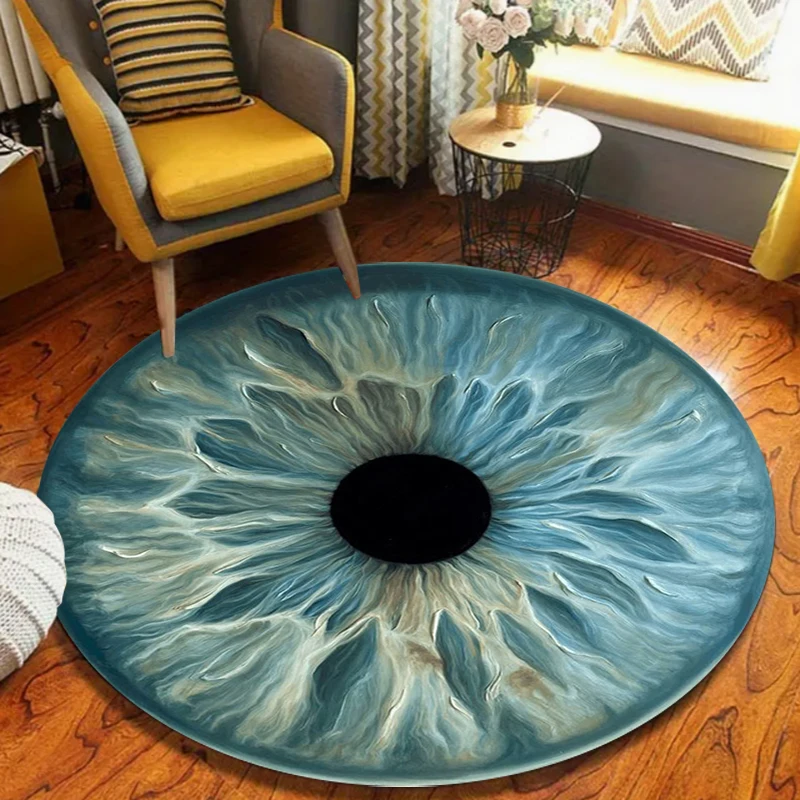 Human Eye Iris Pattern Round Carpet Rug Mat Home Decoration Creative Pupil Design Brown Blue Color Unique Floor Mat Art Style