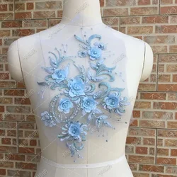 Multicolor Beaded 3D Lace Flower DIY Wedding Dress Stage Performance Women Clothing Accessories