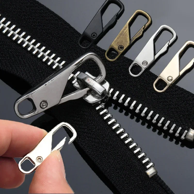 Universal Metal Zipper Head Bag Detachable Replaceable Slider Pull Tab Rubber Alloy Zipper Heads Sewing Clothes Tent Backpack